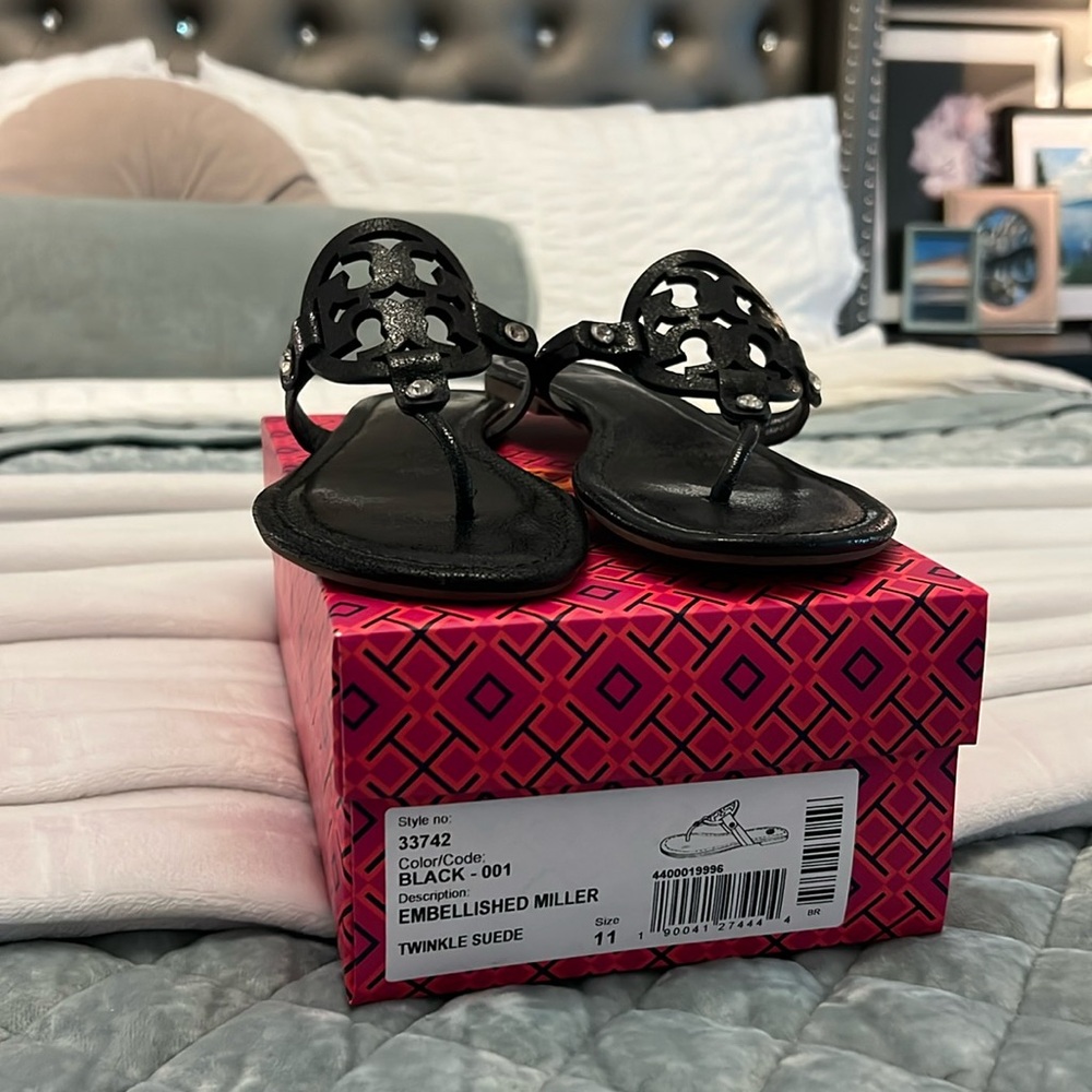 Tory Burch - Blk Embellished Miller / Twinkle Suede